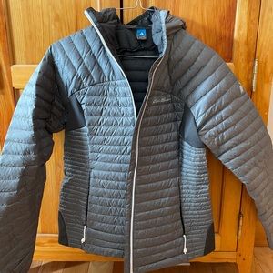 Eddie Bauer First Ascent Gray Goose Down Jacket w Hood